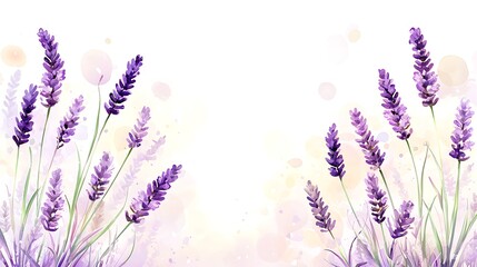 Naklejka premium Lavender blooming in nature watercolor style flower art soft background serene viewpoint