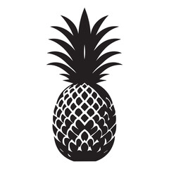 Obraz premium A vector silhouette minimalist design, a full black image of a Pineapple vector with a white background