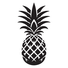 Obraz premium A vector silhouette minimalist design, a full black image of a Pineapple vector with a white background