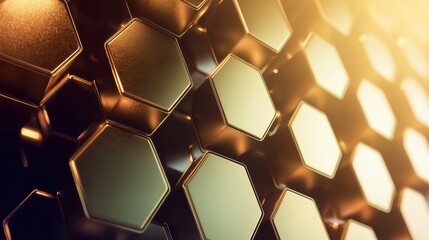 Innovative hexagonal design digital technology abstract graphics modern environment close-up view futuristic concept
