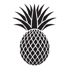 Obraz premium A vector silhouette minimalist design, a full black image of a Pineapple vector with a white background