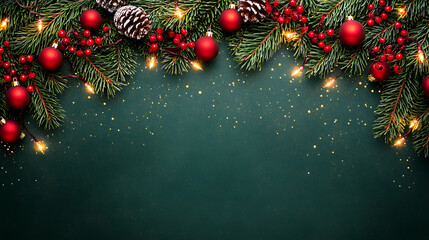 Christmas decoration elements festive table image composition holiday atmosphere top view seasonal concept