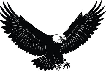 Black Silhouette Eagle Flying Vector