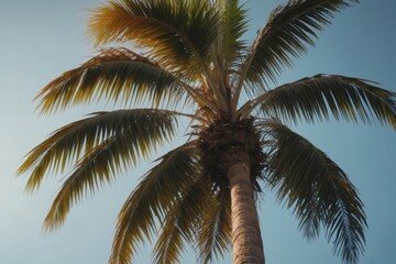 Obraz premium Coconut palm trees against a blue sky