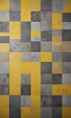 Fototapeta premium Yellow and gray squares with geometric patterns, modern, minimalist