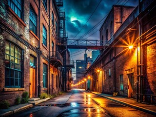 Night Photography: Gritty Industrial Street Architecture - Urban Decay & Cityscape at Dusk