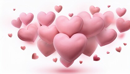둥글고 부드러운 핑크색 하트들이 공중에 떠다니며 따뜻한 사랑의 감정을 표현