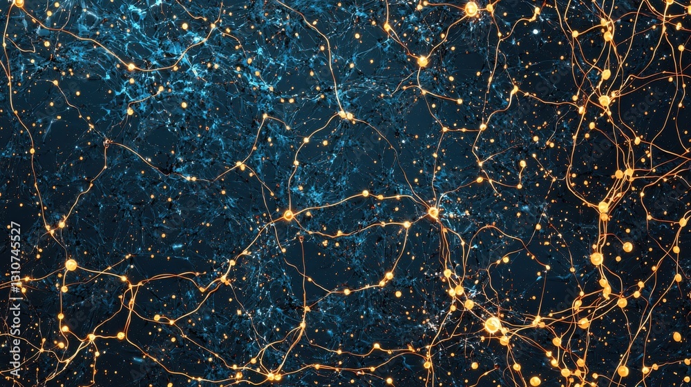 Poster dynamic neural network visualization digital space infographic abstract close-up data science concep