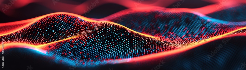 Poster dynamic digital waves virtual space abstract art futuristic environment close-up view data visualiza