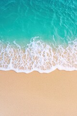 Clean beach with waves washing over footprints, symbolizing serenity and environmental care