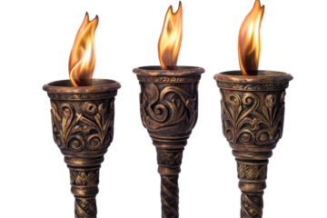 flaming torches on transparent background