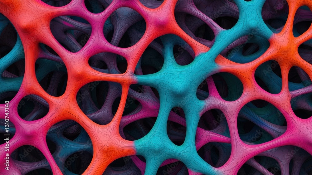 Poster dynamic abstract patterns digital art colorful network structures creative environment close-up view