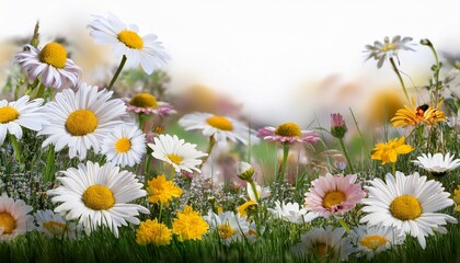 Fototapeta premium meadow with cuckoo flower daisies daisies and others transparent background