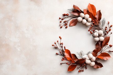 A vintage-style poster featuring autumn leaves arranged in a wreath, with aged paper textures and warm, muted fall colors