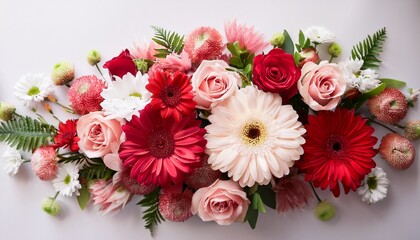 flower arrangement with pink red and white flowers