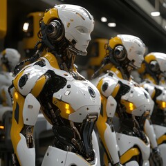 Fototapeta premium Futuristic Robot Assembly Line: A Glimpse into Tomorrow's Automation