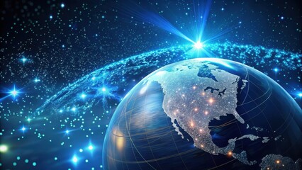 A Radiant Celestial Orb, Illuminated by a Cosmic Burst, Showcases a Network of Connections Spanning the Globe