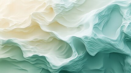 Abstract rendered view of layered curved surfaces of varying colors