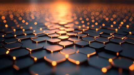 Fototapeta premium Illuminated abstract hexagonal shapes arranged in a gradient pattern