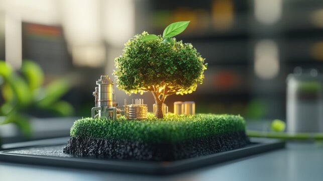 Innovative concept of a tree growing on a tablet, symbolizing the intersection of nature and technology in modern life