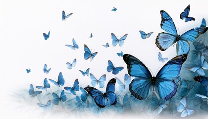 작고 파란색 나비가 날아오른다