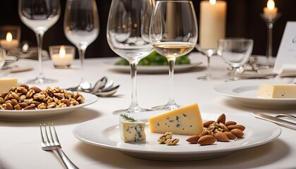 Gourmet Cheese and Nuts at Romantic Candlelit Dinner