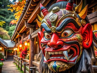 Obraz premium Panoramic Close-up of a Tengu Mask, Kyoto, Japan - October 2021