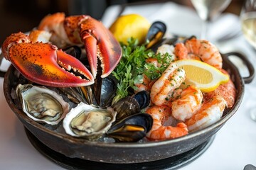 Seafood platter, restaurant, dining