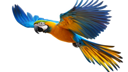 Blue orange flying macaws parrot with transparent background, PNG, Vector, PSD, and Clipart