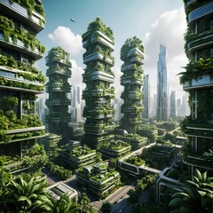 Obraz premium Eco-Friendly Futuristic Cityscape