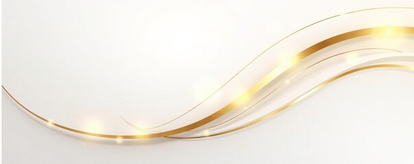 Fototapeta premium Elegant golden lines on clean white background, abstract geometric design, lines, decoration, background