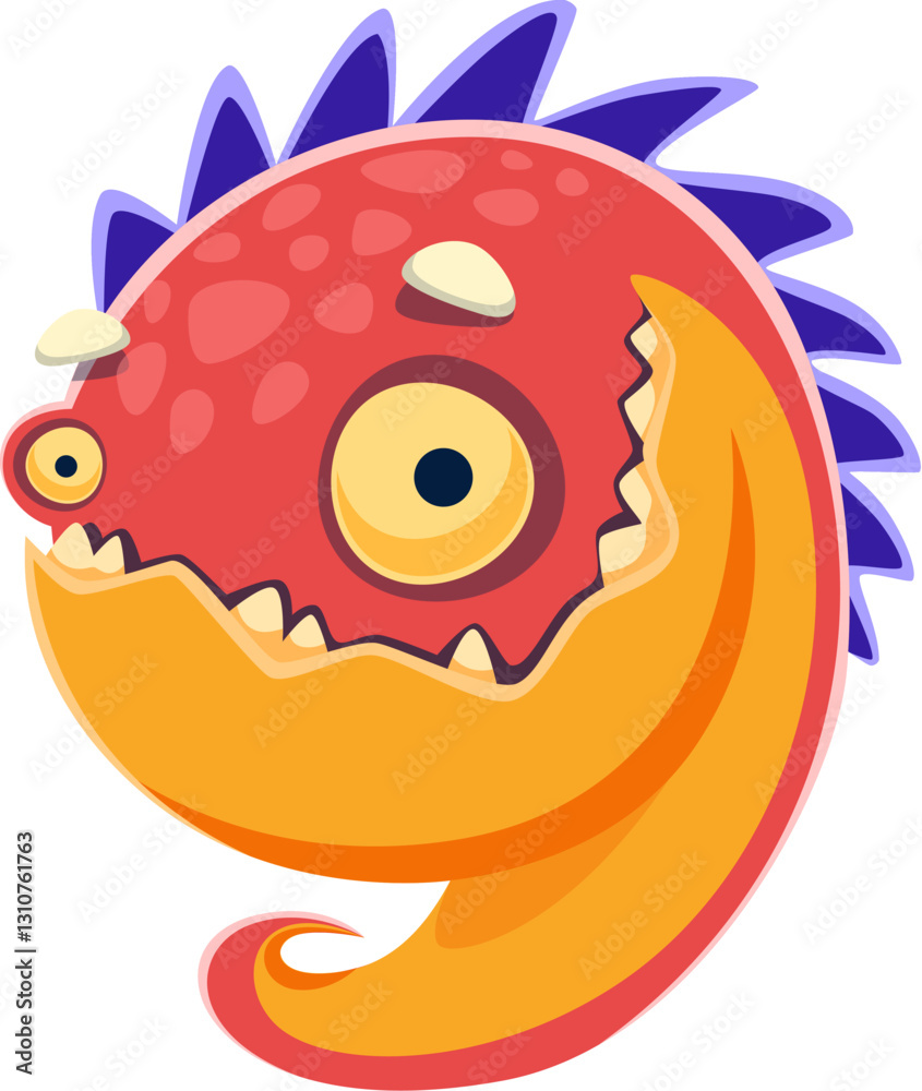 Aufkleber halloween font digit 9 nine scary monster character. bizarre horror reptile monster personage typese