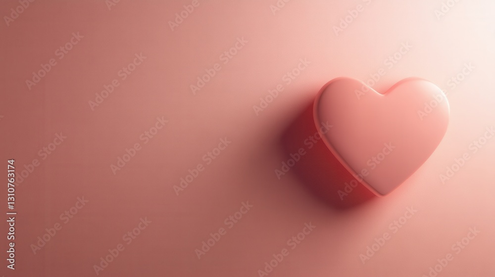 Leinwandbilder minimalist heart design featuring soft shadows and warm pink tones in flat style suitable for variou