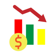 Revenue Decline Vector Flat Icon Design