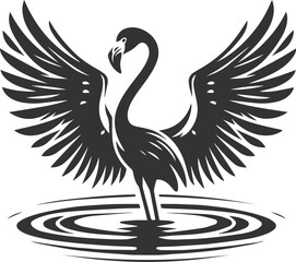 A flamingo spreading its wings wide animal vector