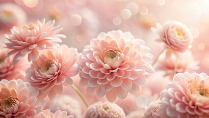 A Delicate Bouquet of Pastel Pink Flowers, Softly Lit and Blurred Background, Evoking Feelings of Serenity and Gentle Beauty