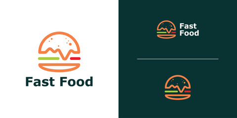 minimalist burger logo design, logo for fast food, meal, icon, idea, creative.