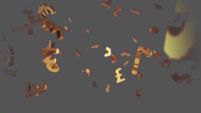 Currency Symbols Set 02 Motion Graphics Pack is a stunning motion graphics pack featuring a close-up view of realistic, falling and spinning currency symbols in a golden glow. Full HD resolution.
