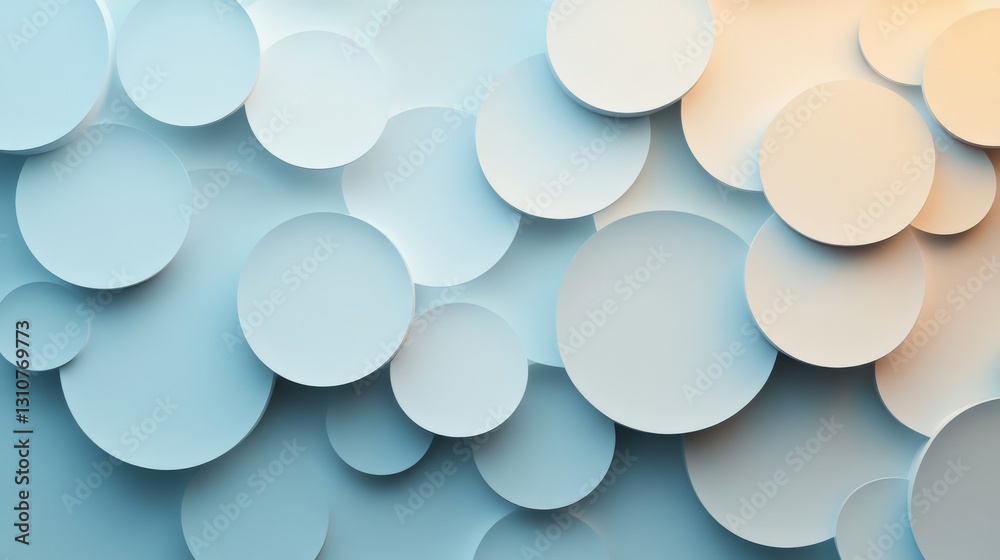 Wall mural overlapping blue circles creating a modern and abstract composition