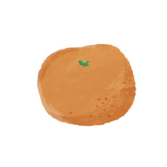 みかんのシンプルな手描きカラーイラスト
