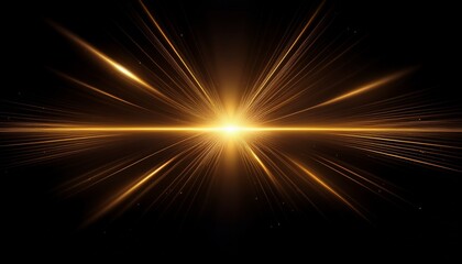 horizontal gold lens flare on black background, sparkle