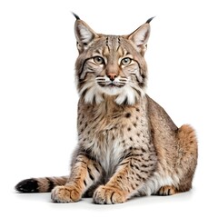 Bobcat Sitting, Isolated on White
