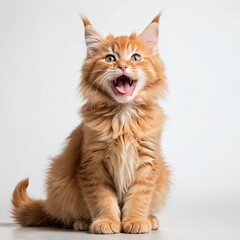 Obraz premium Playful Maine Coon Kitten with Open Mouth