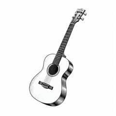 Naklejka premium Acoustic guitar in black and white drawing