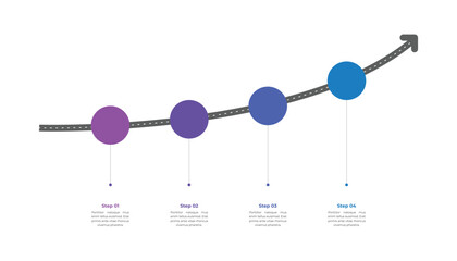 Road Arrow Infographic Template Design with 4 Steps