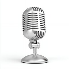 Fototapeta premium Silver Vintage Microphone on White Background