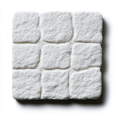 Square White Textured Dessert with Embossed Grid Pattern