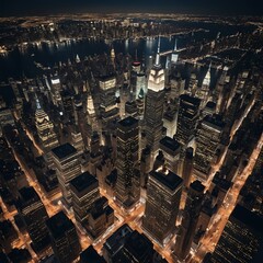 Obraz premium Night View of Midtown Manhattan Skyline