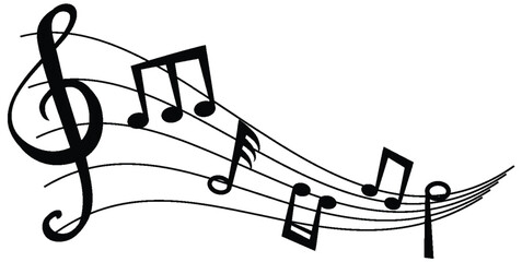 Obraz premium Flowing Musical Notes and Staff