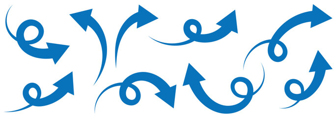 Arrows hand drawn doodle icons set. curve arrows icon. Set simple curved hand drawn arrows. Vector illustrator